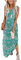 AUSELILY Maxikleider Damen Sommer Ärmellos Strandkleid Lang Sommer-Kleider Tank T-Shirt Kleid mit Taschen Boho Floral Grün XL