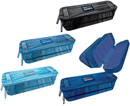Tinta Unita Astuccio, borsellino a 2 piani con zip Jeans (1 PEZZO RANDOM)