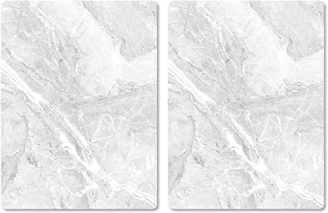 Pagnanno Hob Covers Chopping Board Pack of 2 - Versatile Kitchen Board Glass Worktop Savers - Heat Resistant Sink Boards, Worktop Protectors - Marble Effect Grey (Design 14, 50x40CM)