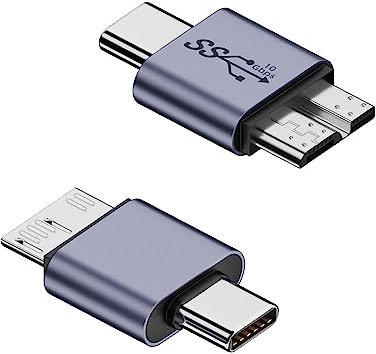 QIANRENON 10Gbps USB C a Micro B Disco Duro Externo Adaptador USB Type C Macho a USB3.0 Micro B Macho Dato Carga Conector,para Disco Duro Externo SSD Cámara Digital Tablet Portátil Teléfono,2Pcs