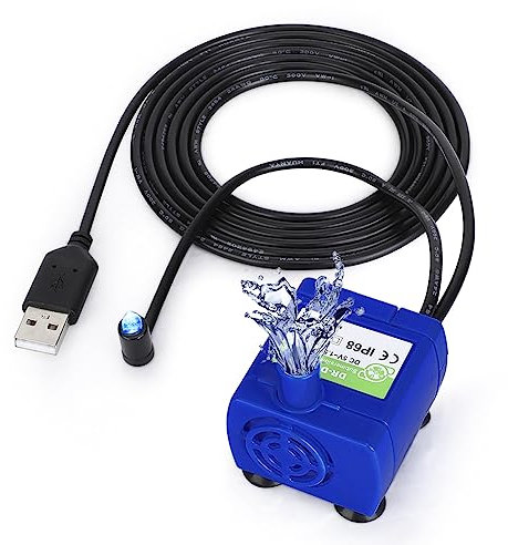 Ersatzpumpe für Katzenbrunnen, Trinkbrunnen Wasserpumpe Ersatz für Katze Haustierwasserbrunnen Katzenbrunnen Pumpe mit LED Licht, für Hunde und Katzen Wasserspender