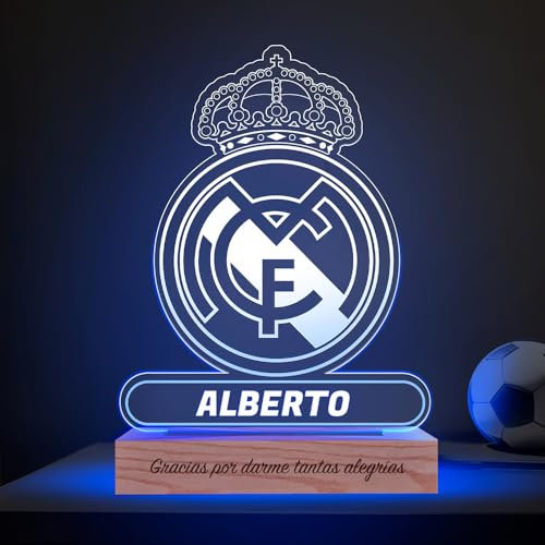 Transparent Gift Lámpara Personalizada Equipos Fútbol. Escudo de Fútbol Madrid. Regalos Originales Niños y Adultos. Lámparas Personalizadas. Regalos Día del Padre, Cumpleaños. Para Madridistas