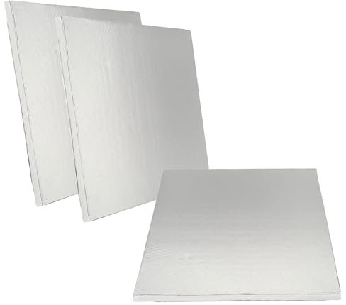 Plat à gâteau rectangulaire stable pour cake drum - 40 x 30 cm - Hauteur : 1,2 cm - Pour le transport de tartes - Réutilisable et stable - Argenté