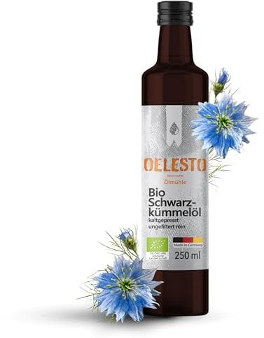 OELESTO® BIO Schwarzkümmelöl kaltgepresst ungefiltert - 250ml - [4600mg/kg THYMOCHINONGEHALT] - Black Seed Oil Organic - Kümmelöl Vitalöl - ägyptisches Schwarzkümmel Öl - naturbelassen - mühlenfrisch