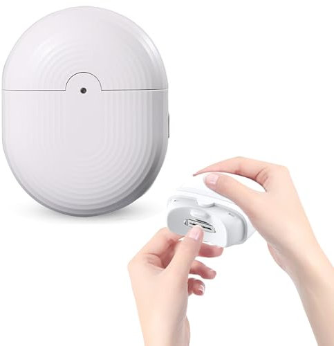 Automatic Nail Clippers with LED Lighting, 2 Speed Portable Nail File, Nail Scraps Storage, One-Key Operation, Electric Cordless Nail Trimmer Cutter for Adults Kids Elderly Manicure (B, White)