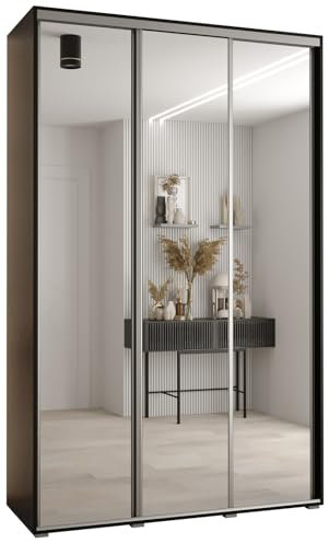 Kleiderschrank mit Spiegel Davos 2 Garderobenschrank - Schrank Schlafzimmer - Mehrzweckschrank 2 Schiebetüren - Regalen - Flur Möbel - Kleiderstange Schrank - Allzweckschrank - closet - Gaderobe