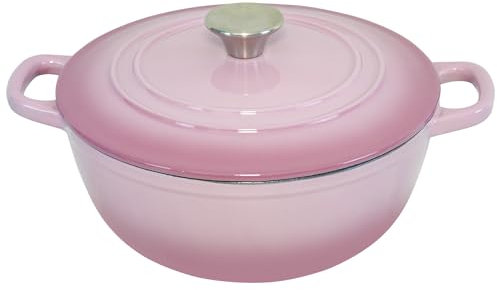 Flavehc Dutch Oven Pot with Lid 3.8 qt Cast Iron Dutch Oven for Bread Baking Pink Enameled Cast Iron Dutch Oven with Handels