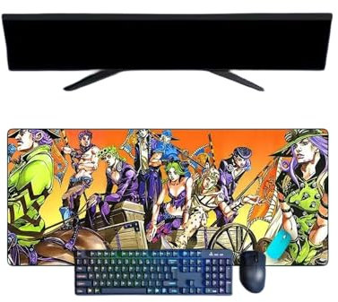 JoJo's Bizarre Adventure Mauspad, XXL, multifunktional, Gaming, Anime, Maus, 3 mm, Büro, rutschfest, strukturierte Oberfläche, für Computer, Gamer, Büro, Zuhause und Laptops