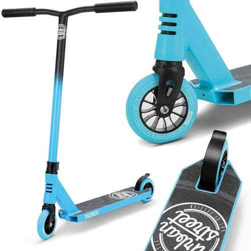 Motion Stunt Scooter - Urban Pro | Robuster Scooter für Kinder, Jugendliche und Erwachsene | Freestyle Scooter für Park & Strasse (Schwarz-Blau)
