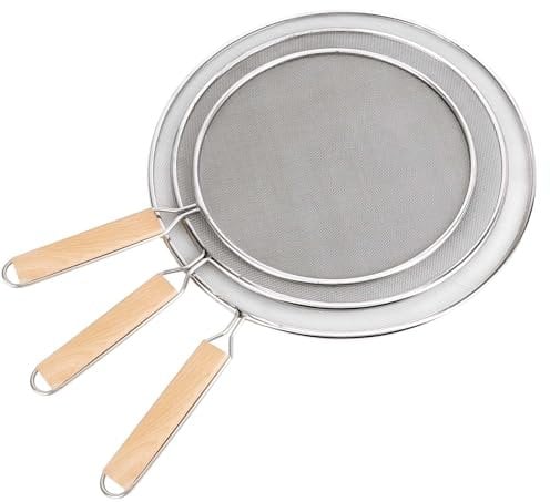 TOOSII Set of 3 Oil Splatter Cover, Stainless Steel Grease Splatter Guard, Splatter Screen for Frying Pan Cooking Set Splatter Guard Fine Mesh Weave for Cooking & Frying Diameter in 21 cm 25 cm 29 cm
