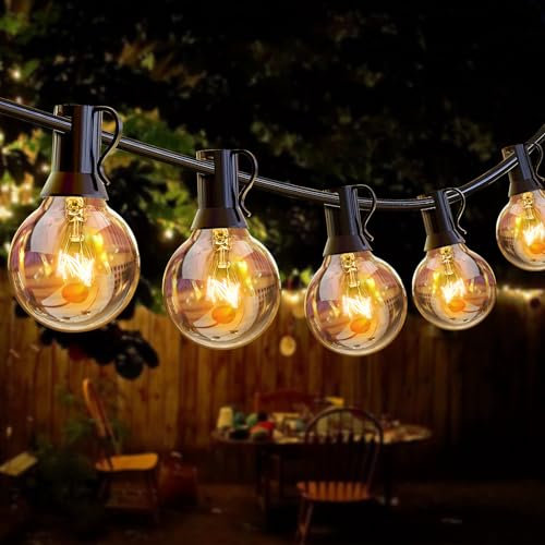 ROVLAK Lichterkette Außen Innen 25+4 15M G40 Glühbirnen Lichterkette Outdoor IP44 Wasserdicht Garden Lichterkette Wetterfest Outdoor Lichter Warmweiß Balkon Lichterketten für Party, Pavillon, Bistro