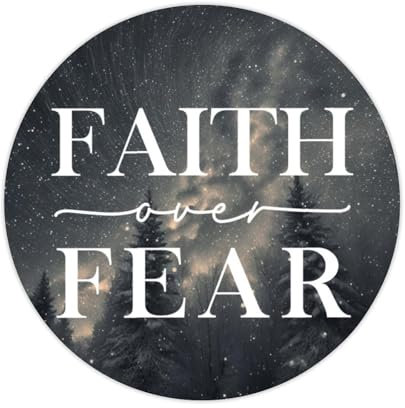 Zyadsinoudor 50 Stück Faith Over Fear Vinyl Laptop Aufkleber Distressed Zitat Sprüche Vinyl Aufkleber Langlebige Runde Etiketten Aufkleber Packs für Gepäck Laptop Wasserflasche Aufkleber 7,6 cm