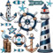 3D Wandsticker freie Motivwahl für Kinder & Erwachsene - 3 * 13 TLG. Set - Maritim - Leuchtturm - Anker - Relief Kunststoff - selbstklebend + wiederverwend..