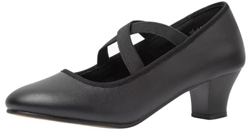 Asyusyu Black Character Shoes Slip On X Cross Elastic Strap Character Dance Shoes for Women Ballroom Latin Salsa-4UK