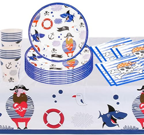 FYJCXCMP Suministros de Fiesta , Vajilla de Fiesta, 51 Pcs Decoraciones de Fiesta de Cumpleaños de Papel Con servilletas de Mantel y Vasos de Papel para Fiestas de Cumpleaños para 10 Invitados