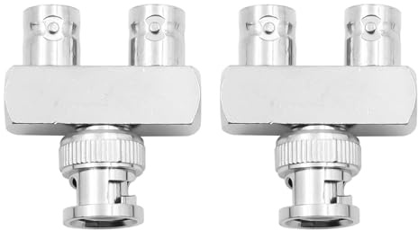 Alnicov 2 Stück BNC-Adapter, BNC-Stecker auf Dual-F-Typ-Buchse, Y-Typ, 3-Wege-T-Buchse, Splitter-Adapter für CB-Antenne, 4G, Walkie-Talkie, CCTV, Handfunk, Amateurfunk, HD-Video, HDTV