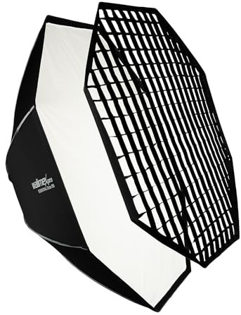 Walimex pro Essential Softbox Octagon 150 cm, girevole a 360°, montaggio semplice, con griglia, adattatore Bowens e borsa per il trasporto, ideale per ritratti e scatti di bellezza