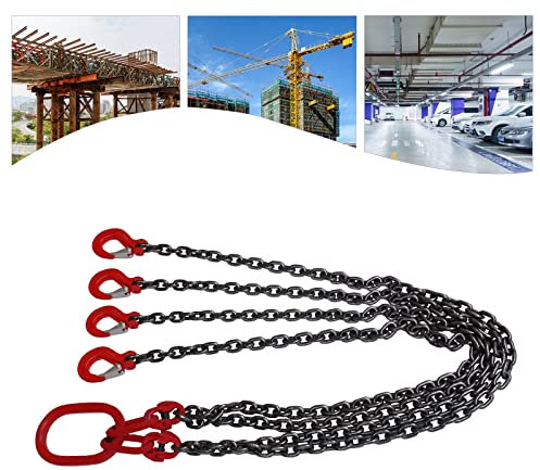 DSYOGX Kettengehänge Anschlagkette 4 Strang Gehänge T8 Verschleißfest Krankette Anschlagkette 1,5m Kettengehänge 5 Ton für Häfen, BAU, Bergbau, Stahlrohrwerke