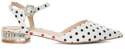 Dune London Ladies Hodge Polka Dot Jewel Embellished Studded Slingbacks Size UK 5 Flat Heel Ballet Pumps Multi