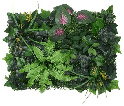 Mur Végétal Artificiel 40x60cm Haie Artificielle Panneaux Muraux de Faux Feuillage, Écran de Clôture Antivol de Jardin Extérieu, Décoration Murale pour Jardin,Extérieur,Cour,Balcon,Terrasse,Patio (B)