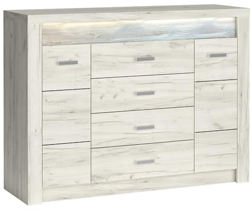 Lomadox Sideboard Kommode Highboard Anrichte Aufbewahrungsschrank Schubladenkommode Wohnzimmerschrank modern in weiß