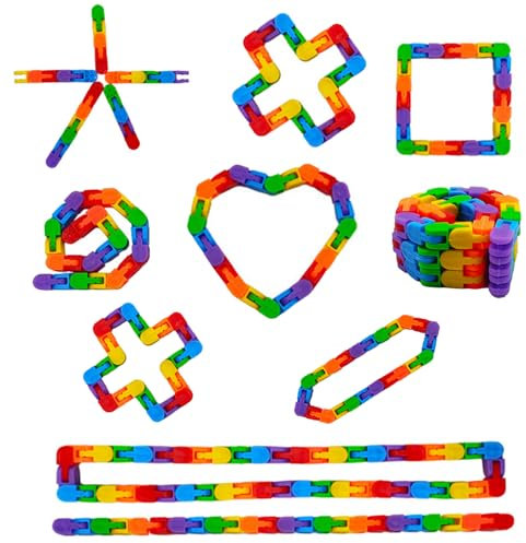 10PCS 24 Links Wacky Track, Rainbow Finger Sensory Fidget Toys for Kids Adults, Puzzles for Stress Relief
