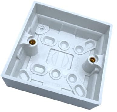 Pattress Box White 1 Gang Single Surface Box With Earth Terminal 30mm Wall Socket Casing Back Box | Plastic | White (1)