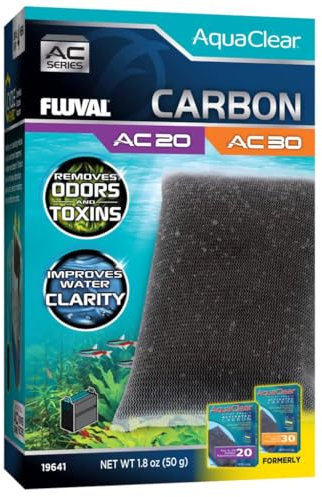 Fluval - Carbonio per AC20/AC30 Power Filter, 1.8oz / 50g - Migliora la Salute dei Pesci, promuove l'acqua cristallina, per l'uso in acquari d'Acqua Dolce e salata