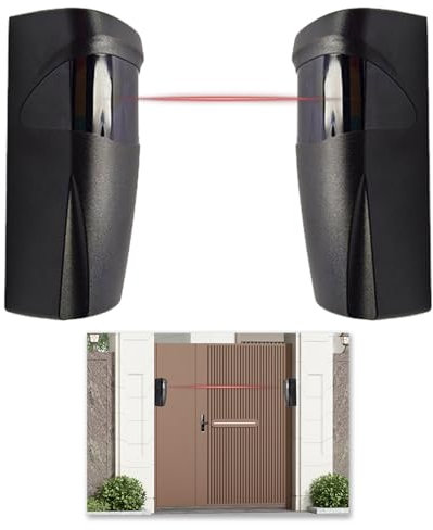 Fotocelula Puerta Garaje, Par de Fotocélulas Infrarrojas Universales para Sensor Puerta Garaje Automático de Exteriores, Compatible con Sistemas de Portones y Garajes, 12V/24V AC DC, Protección IP55