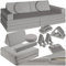 tectake® Spielsofa, Kindersofa klappbar, modulares Sofa mit Spiel- und Schlaffunktion, Möbel für Kinderzimmer, Indoor Spielplatz, Couch oder Sitzkissen, Schaumstoff Stapelsteine - 160 cm, grau