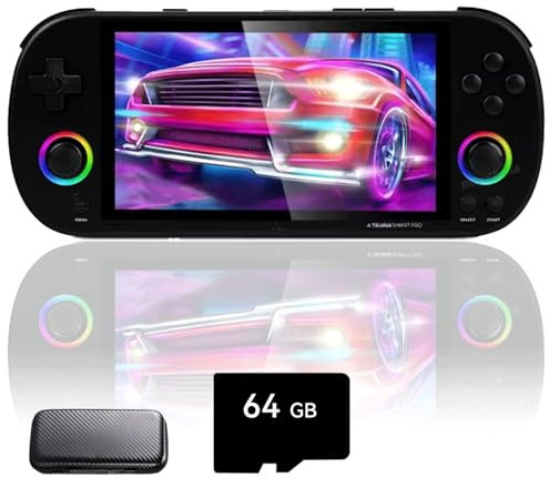 NULA TRIMUI Smart Pro Console de jeu portable, style rétro, avec carte SD 64 Go, plus de 12 000 jeux, système Linux A133P, processeur 5 pouces, arcade rétro, jeu vidéo, émulateur, prise en charge