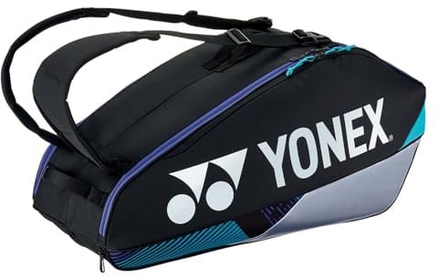 YONEX Pro Racket Bag 92426, Schwarz/Silber - Badminton Tasche für mehrere Schläger mit Rucksackfunktion und separatem Schuhfach