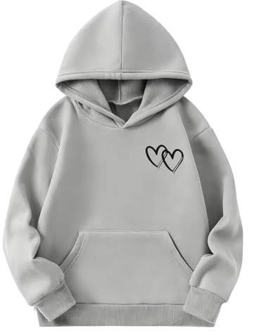 SoLu DAY8 Kids Hooded Sweatshirt Girls Age 3-14 Years Trendy Graphic Pullover Hoody Girls Spring Winter Long Sleeve Oversized Cartoon Cute School Casual Athletic Blouse Tops