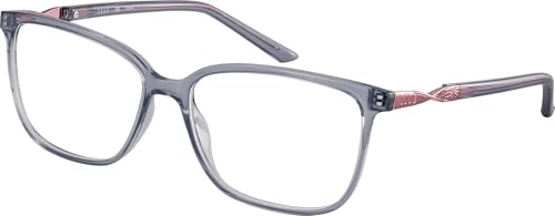 ELLE Brille mit Sehstärke für Damen optional mit Sonnenbrillentönung oder Blaulichtfilter, Rechteckig, gefertigt aus Kunststoff, Modell: EL13409-53-GR (inklusive Brillenetui)