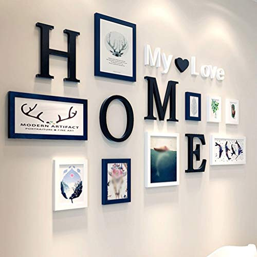 TYYCKJ Photo Frame Collage Photo Wall Indoor Living Room TV Background Wall Pendant Minimalist Punch-free Wall Decoration (Color : D) (White)