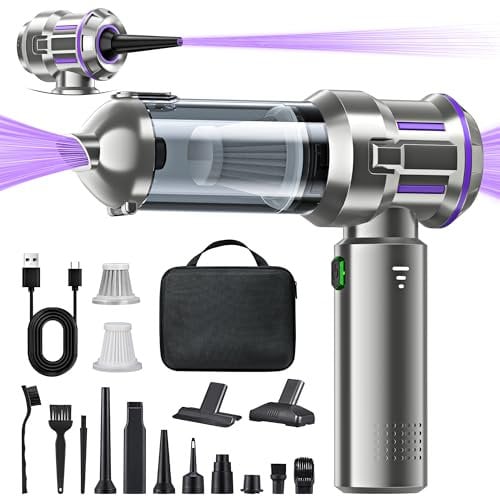 RABIGALA Handstaubsauger Akku 4-in-1,25000PA Handstaubsauger Kabellos,Autostaubsauger Akku, Elektrische Staubgebläse Druckluftspray 220000 U/min 3-Gang Staubgebläse für Computer, Küche, Sofa, Büro