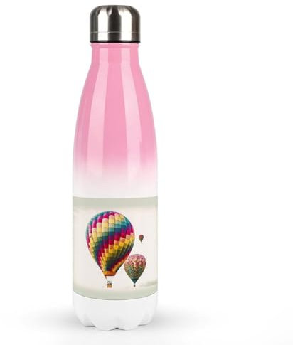 Wasserflasche aus Edelstahl, wiederverwendbar, Heißluftballon-Druck, Cola-Flasche, perfekt für unterwegs, 482 ml