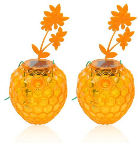 Longzhuo Wespenfalle 2 Stück Bienenfalle mit Solar LED Licht Wespenfalle Wespenfalle Hornissenfalle Outdoor Indoor Garten Hof