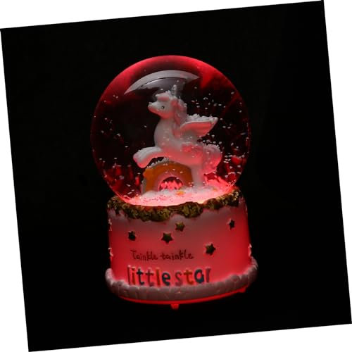HOLIDYOYO Caja De Música Bola De Cristal Adorno De Escritorio Decoración De Unicornio