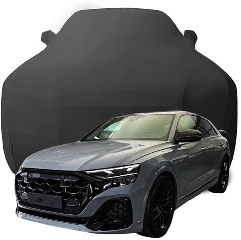 YMYQF Auto Abdeckung für Audi RSQ8 Ultra Luxury Sport SUV, Indoor Schutz Elastisch Atmungsaktiv Staubschutz Weich Stretch Stoff Autoabdeckung,Black