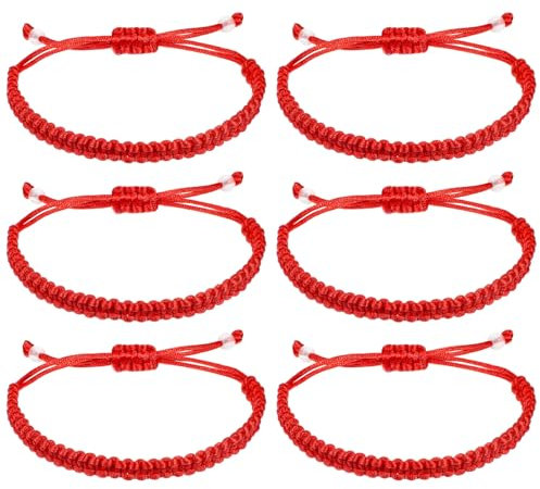 MBAIYO 6 Stück Rote Kordel Armband, Glücksarmband Freundschaftsbänder Verstellbar Rot Seil Armband Kinder Schnurarmband Geknotet Kabbala Schutz Amulett für Damen Teen Liebhaber Abschluss Geburtstag