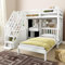 Litera Infantil Multifuncional | Cama Doble con Escritorio, Estantes y 2 Cajones | Estructura de Madera Maciza con Somier de Láminas | Color Blanco | 90x200 cm | Segura y Fácil Montaje