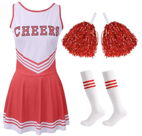 TYXHXTF Cheerleader Kostüm, Cheerleading Outfit, Cheerleadering Outfit, High School Musical Cheerleader Kostüm, für Erwachsene, Karneval, Verkleidung, Halloween