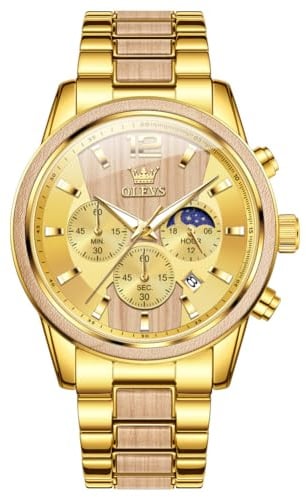 OLEVS Uhr Herren Automatik, Automatik Uhr Herren mit Mondphasenanzeige & Offenem Herzwerk, wasserdichte Herrenuhr Automatik Edelstahl, Uhren Herren für Alltag & Feierlichkeiten