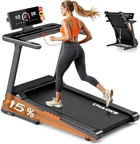 Laufband für Zuhause mit App, Leises Laufband bis 12km/h mit Lautsprechern, 5-in-1 Walking Pad klappbar mit 2,75HP Motor, Treadmill mit 9% Steigung, LCD-Anzeige, Gelenkschonend, Bis 160KG