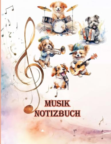 Musik Notizbuch: Vierbeinige Freunde · 8,5x11 · 12 Systeme pro Seite · 100 Seiten
