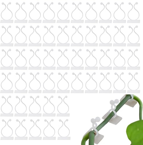 ApexPine 50 Pcs Self-Adhesive Plant Vine Clips for Climbing Plants | 50 pack self-adhesive plant vine clips,plastic wall climbing plant fixer clips for indoor outdoor garden cable management use