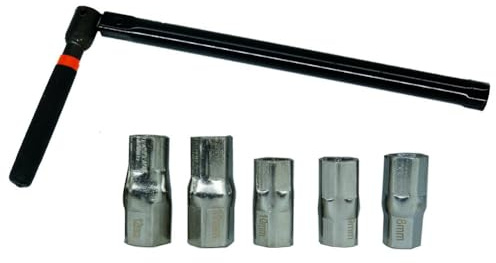 BildeeMait Waschbeckenschlüssel mit Schwenkkralle, Einhebelmischer, 13 mm Sechskantantrieb, 6 Stecknüsse, legierter Stahl, 260 mm