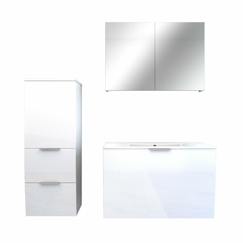 AcquaVapore by Sandra Jentho Badmöbel Set Gently 1 V2 L Weiß MDF Waschtisch 80cm