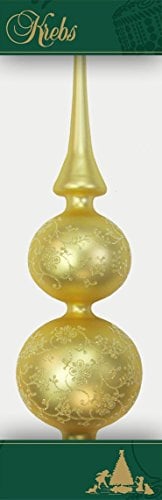 Christbaumdoppelspitze Gold matt mit Dekor, 33 cm